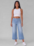 Patch-Pocket Wide-Leg Jeans in Light Wash