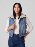Reversible Sherpa Denim Vest in Light Wash