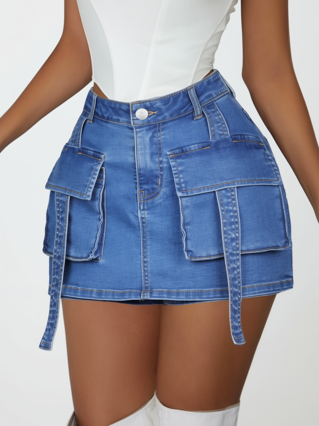 Denim Cargo Skort — Paola Riboni
