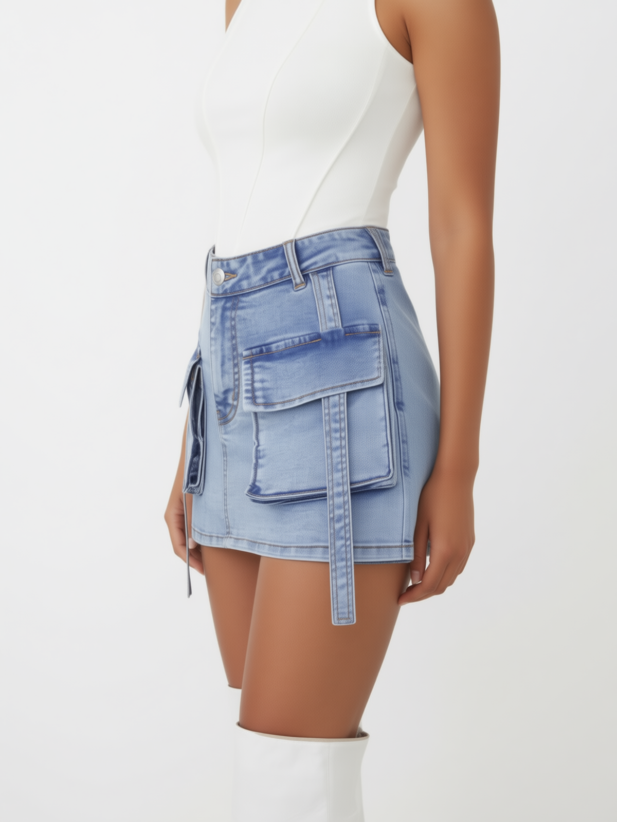 Denim Cargo Skort — Paola Riboni