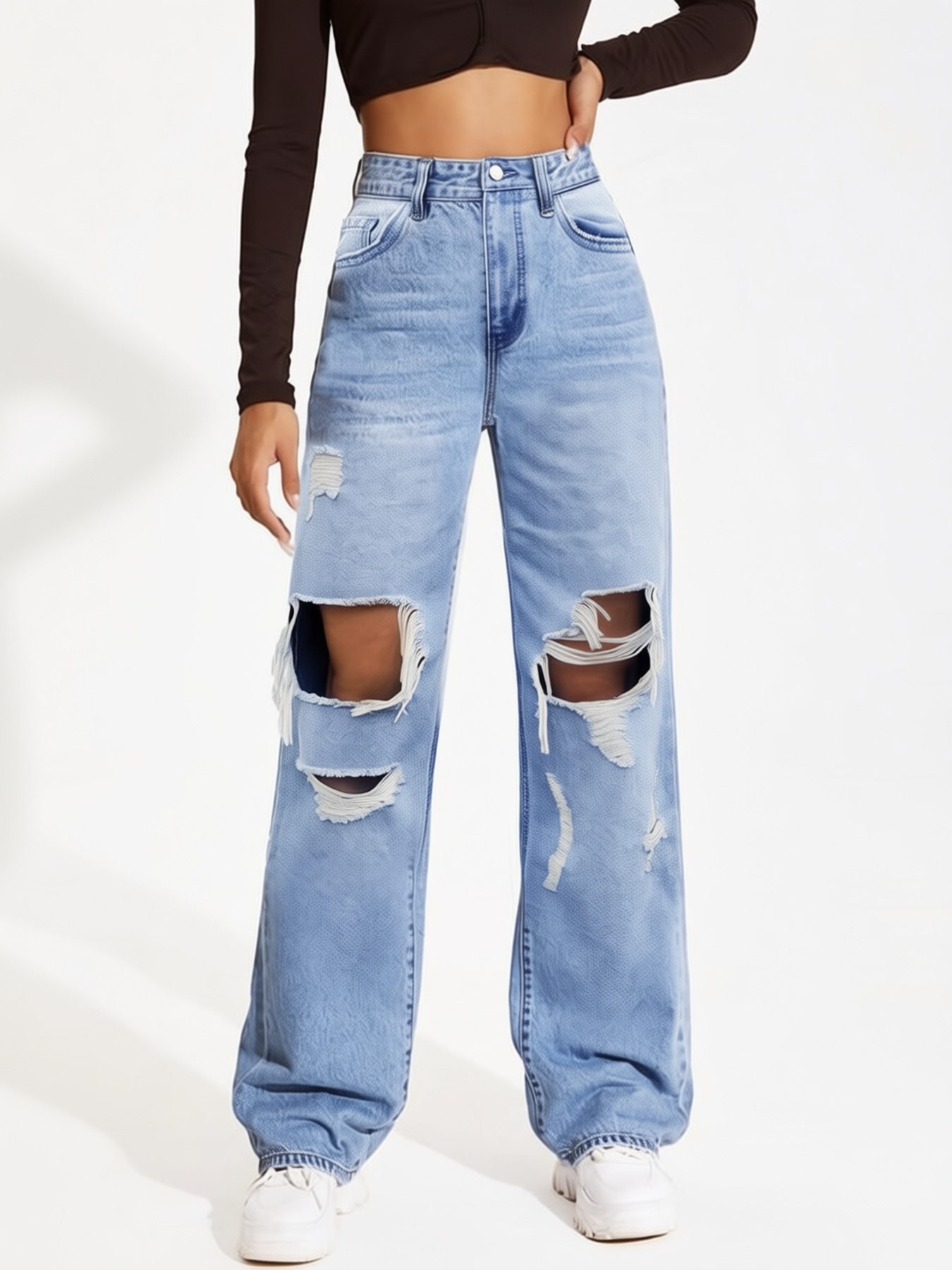 Distressed Wide-Leg Jeans — Paola Riboni