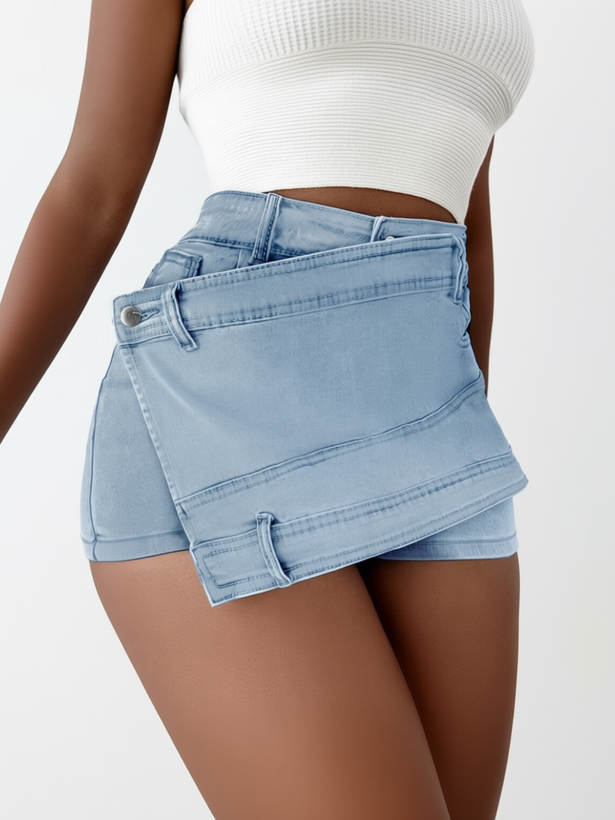 Irregular-Hem Denim Shorts — Paola Riboni