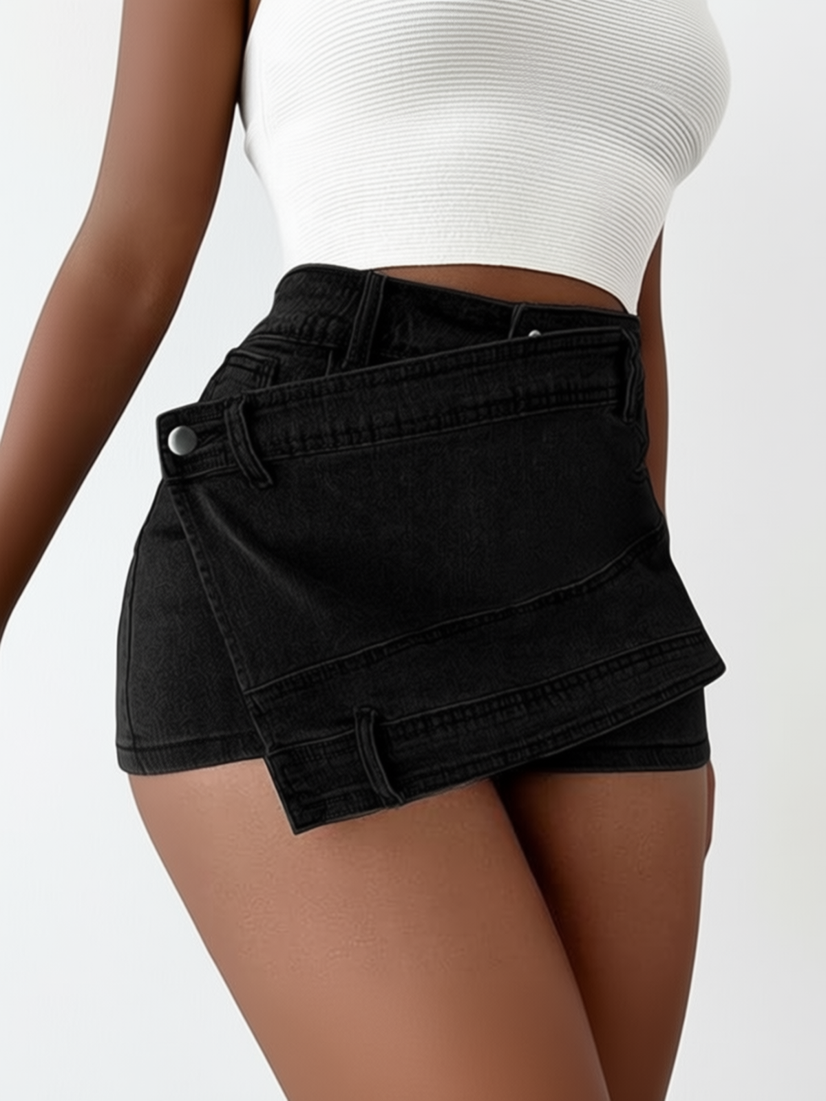Irregular-Hem Denim Shorts — Paola Riboni