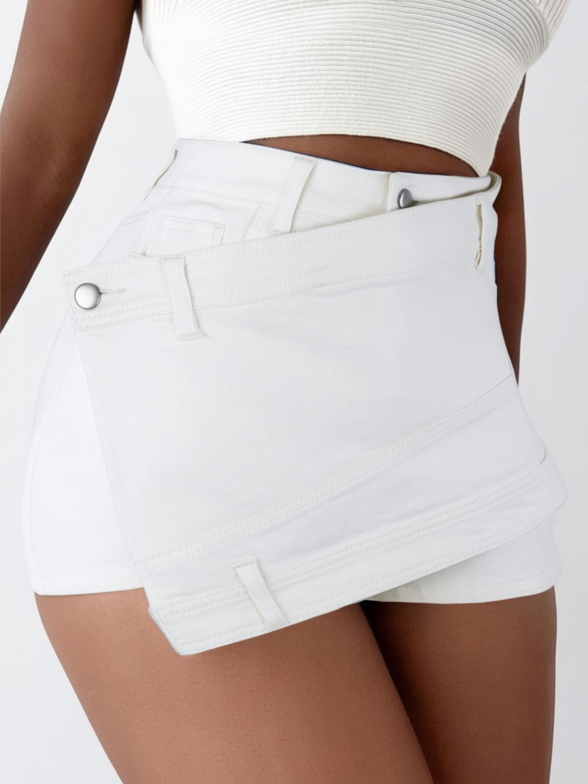 Irregular-Hem Denim Shorts — Paola Riboni