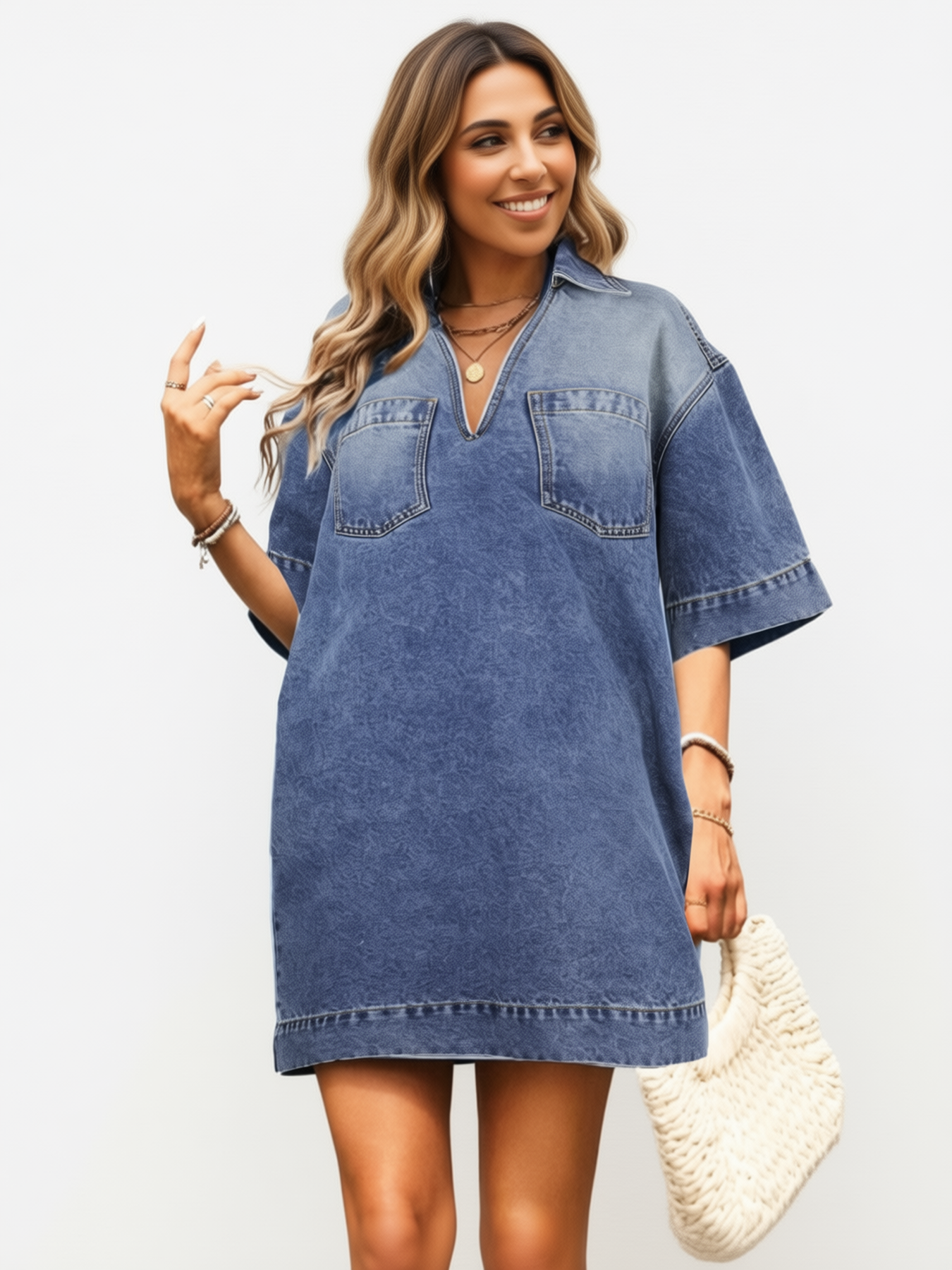 Oversized Denim Collar Dress — Paola Riboni